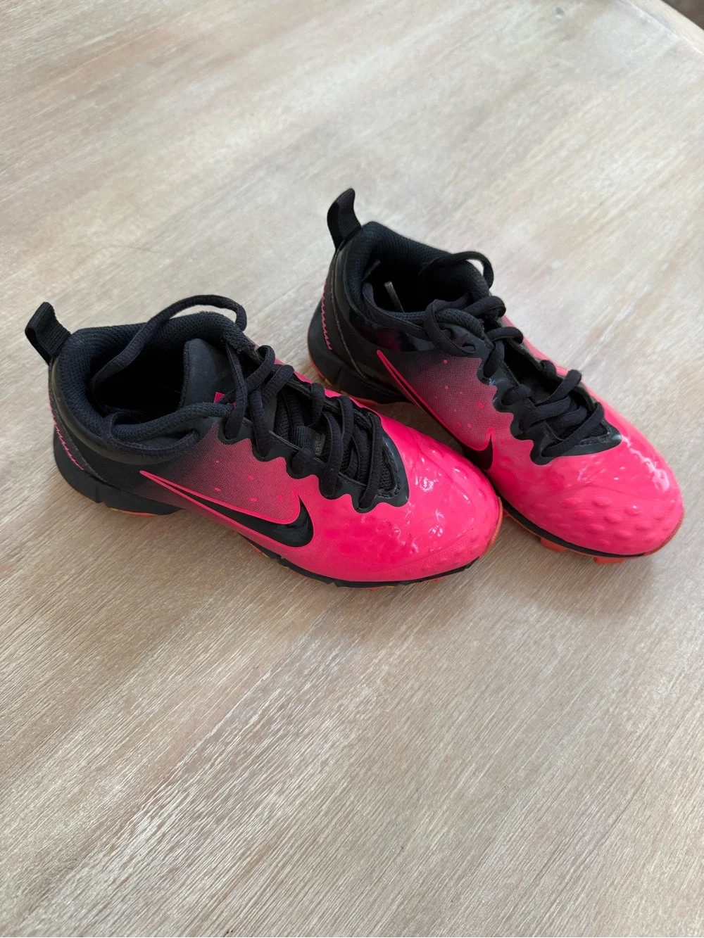 Nike Kids Hot Pink and Black Soccer Shoes
